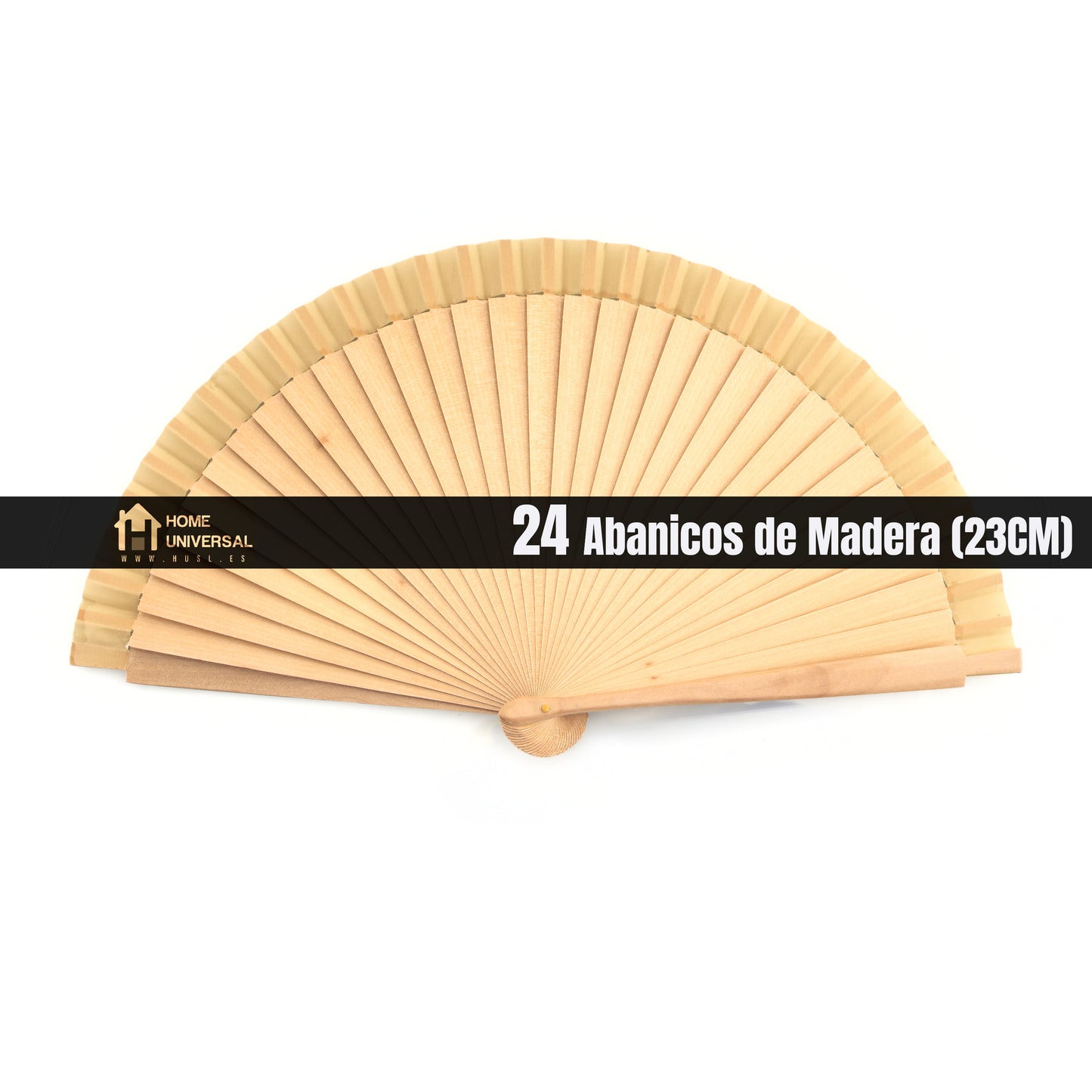 HOME UNIVERSAL Abanicos Madera Liso 23CM, Detalles para los Invitados, Regalos de Boda, Fiesta, Comunión o Bautizo (23cm_Natural)