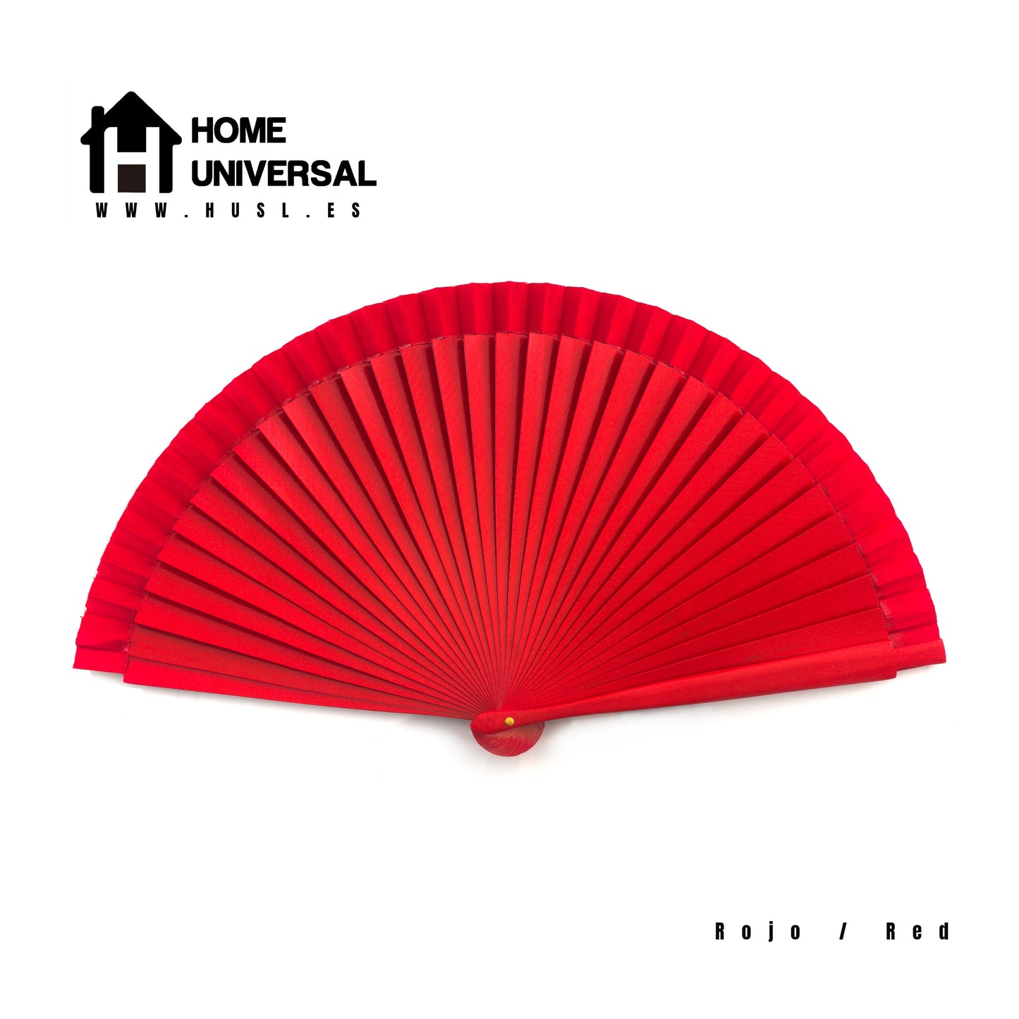HOME UNIVERSAL Abanicos Madera Liso 19CM, Detalles para los Invitados, Regalos de Boda, Fiesta, Comunión o Bautizo (19cm_Rojo)