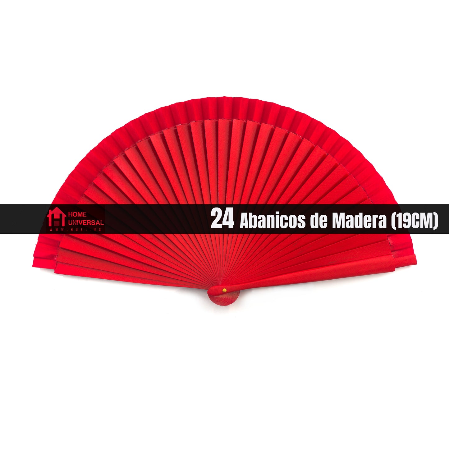 HOME UNIVERSAL Abanicos Madera Liso 19CM, Detalles para los Invitados, Regalos de Boda, Fiesta, Comunión o Bautizo (19cm_Rojo)
