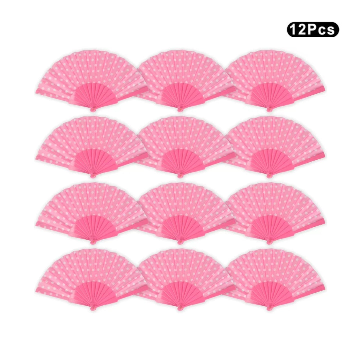 HUSL ABANICOS PLASTICO LUNARES FLAMENCO 23CM, ABANICOS PARA EVENTOS, DETALLES PARA LOS INVITADOS, REGALOS DE BODA, FIESTAS,POLKA