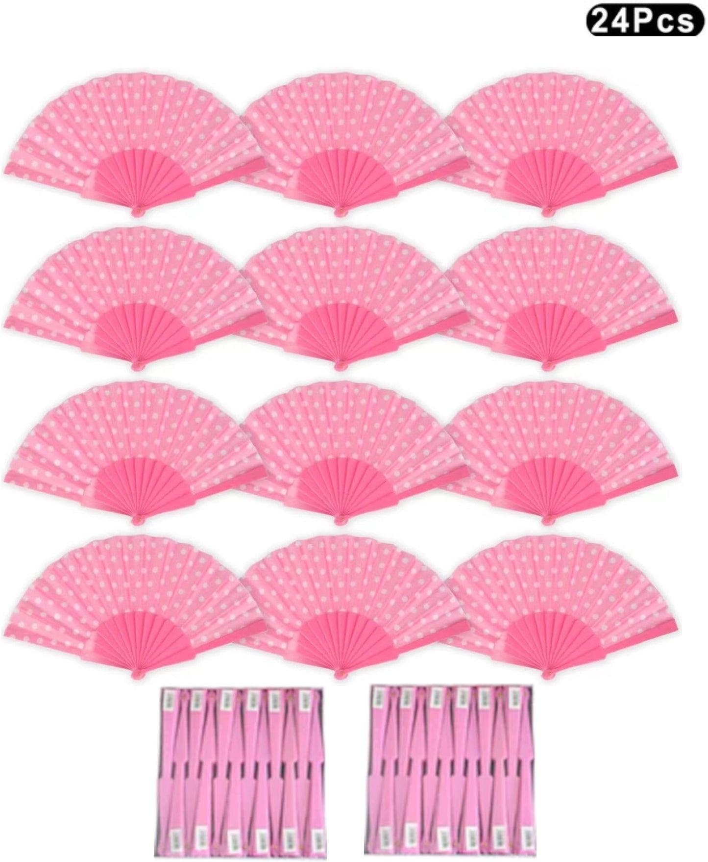 HUSL ABANICOS PLASTICO LUNARES FLAMENCO 23CM, ABANICOS PARA EVENTOS, DETALLES PARA LOS INVITADOS, REGALOS DE BODA, FIESTAS,POLKA