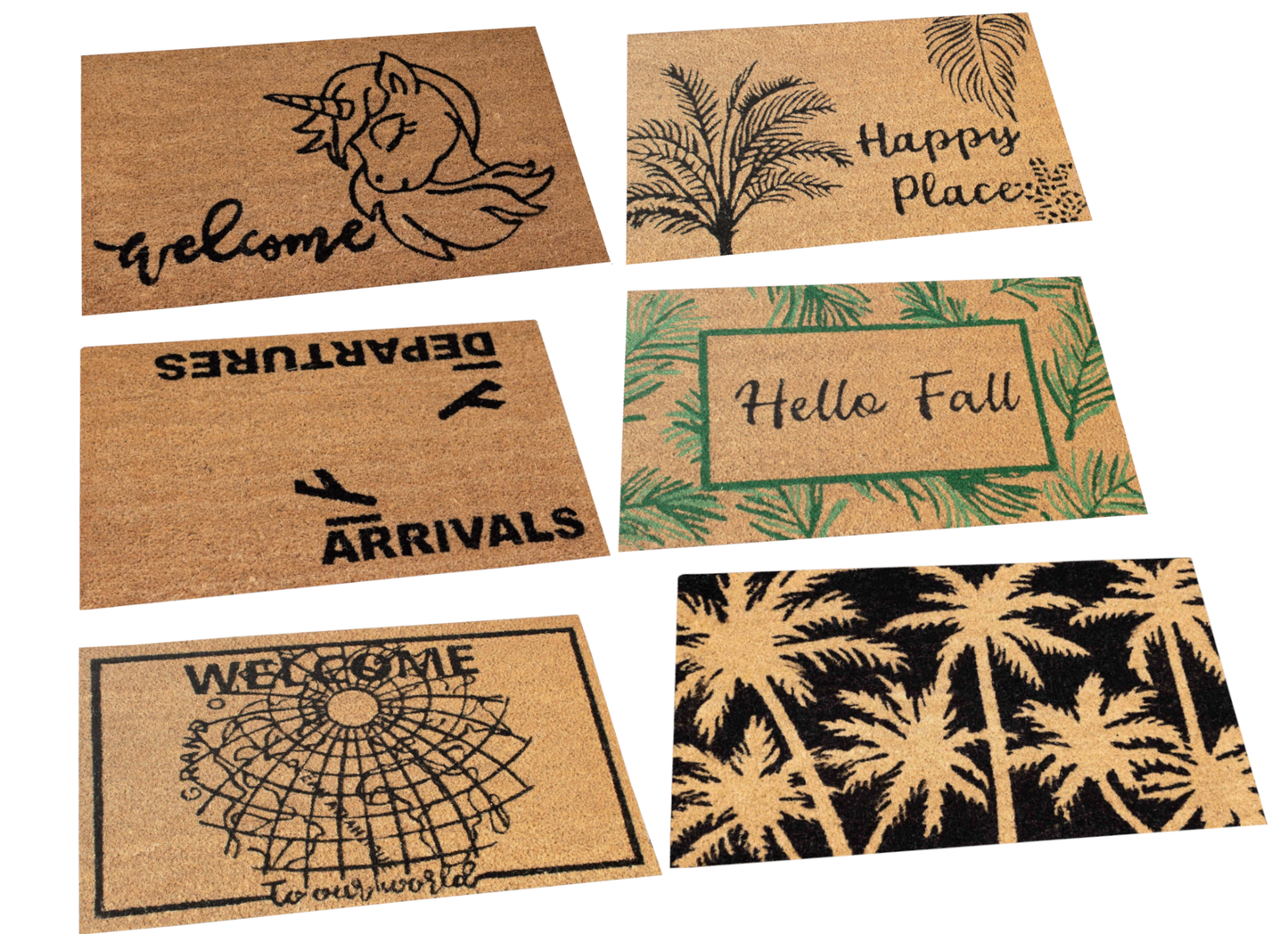 HOME UNIVERSAL | Felpudos de Fibra de Coco con Base Antideslizante 60x40x1.5CM (Palmera)