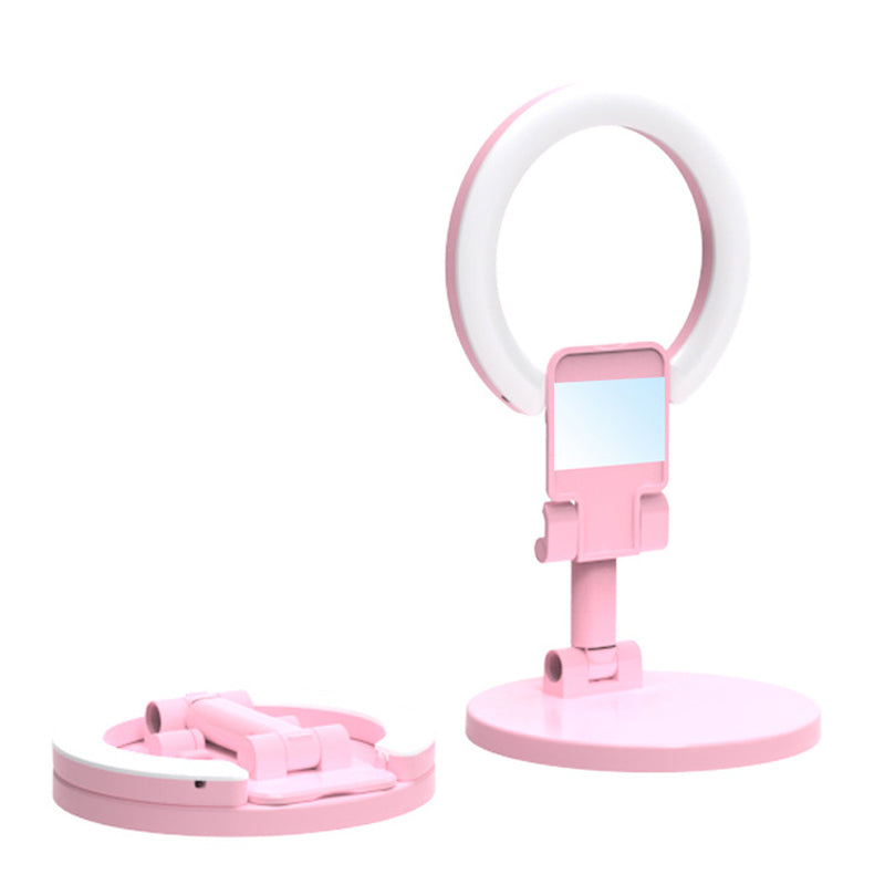 Anillo de Luz LED, Espejo de tocador Portátil, 3 Modos de Color Luces Ajustables Brillo Espejo de maquillaje de escritorio