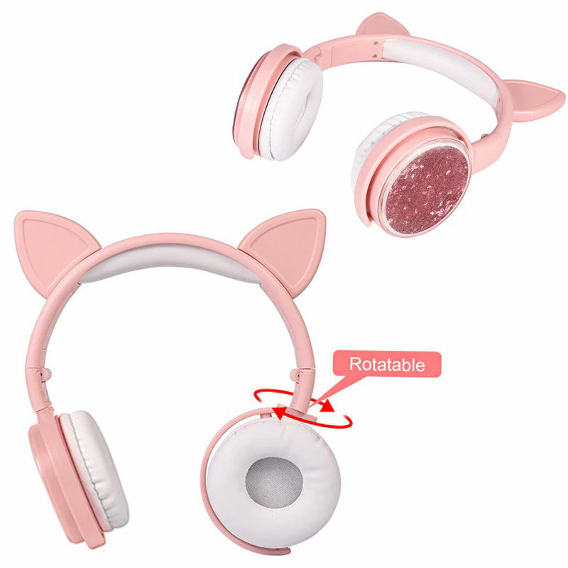 Auriculares de Oreja de Gato con micrófono y 3.5 mm Jack, Auriculares Estéreo De Alta Fidelidad para niños y estudiantes