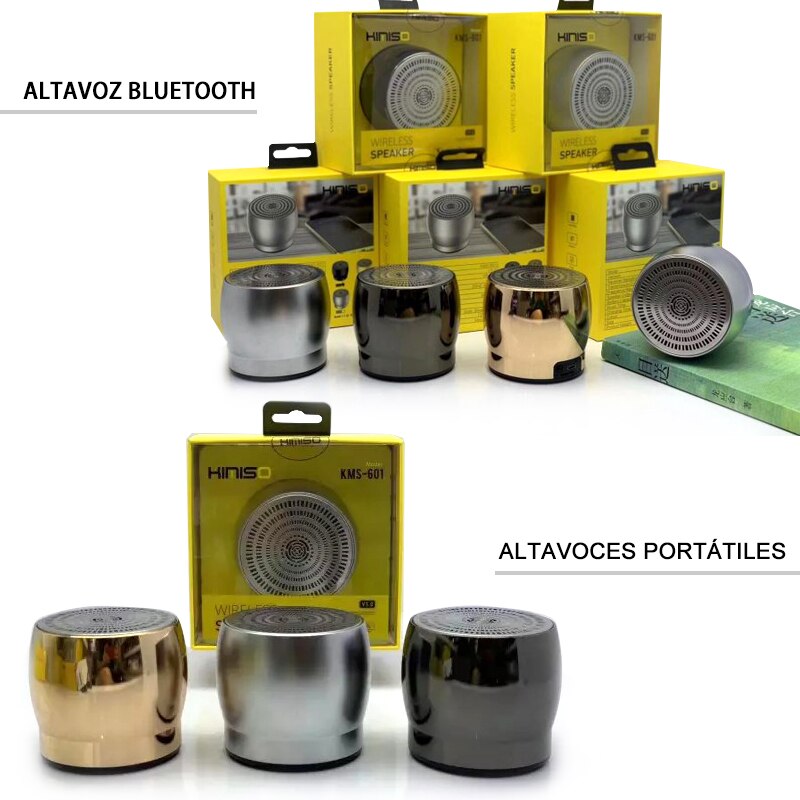 Altavoz Bluetooth KMS-601, Mini Altavoz , Portátil, Para Casa/Oficina/Al Aire Libre/Coche, Mano Libre, Tarjeta TF, Radio FM,AUX
