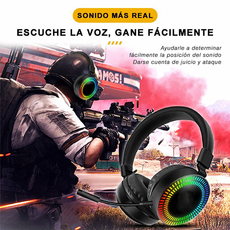 Auricular GM-019 para juegos con micrófono, Surround Sound Wired GM-019, con luz RGB luminosa de 3,5mm y USB Auriculares para juegos