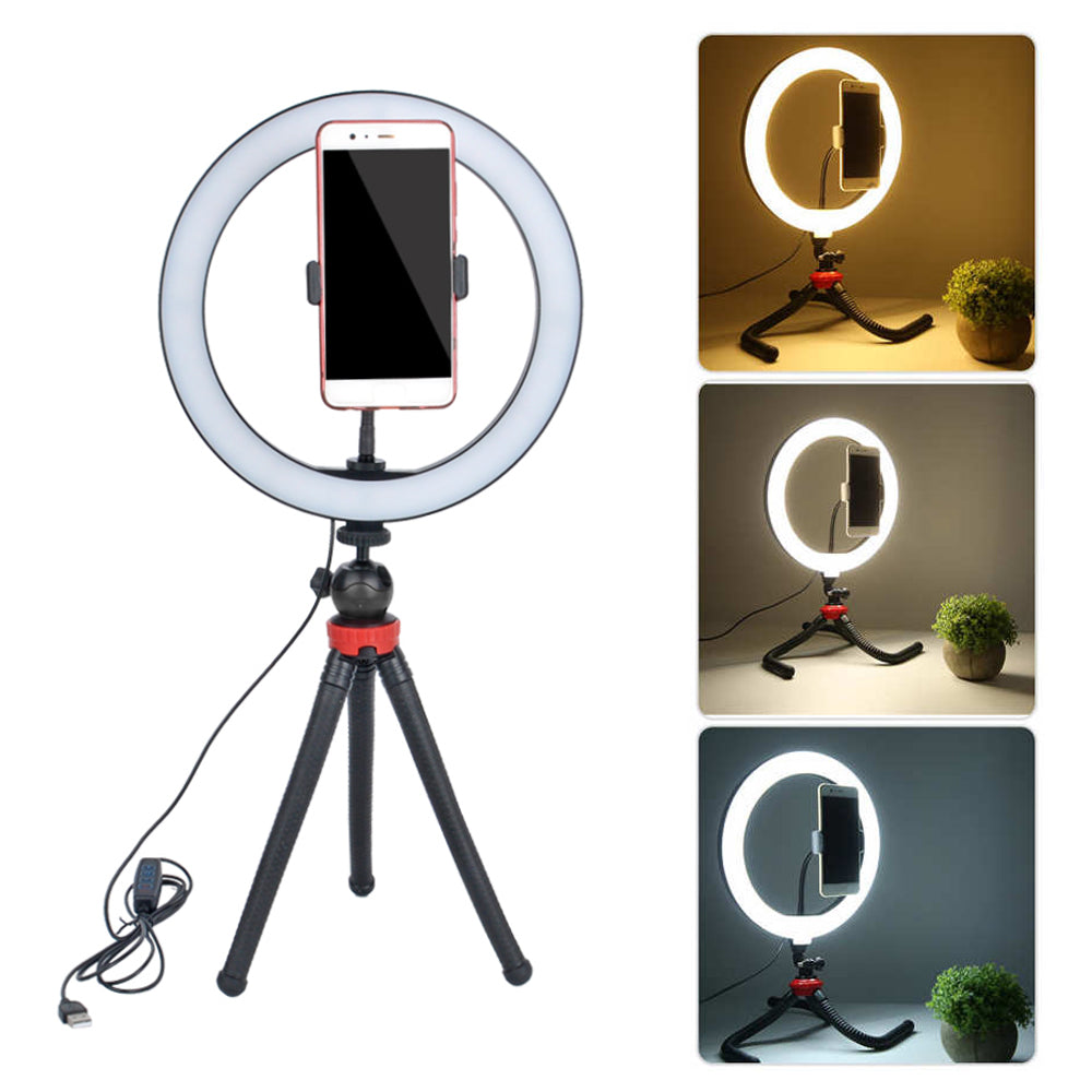 Anillo de luz de relleno 10''-26 CM con soporte de escritorio para grabación de vídeo, para Youtube, Tok Tik, fotografía y vídeo