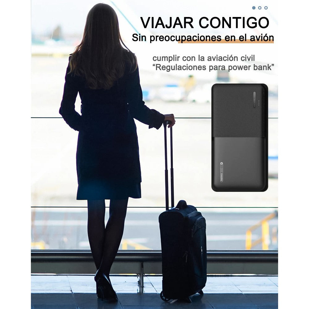 Powerbank REMAX RPP-124 10000mAh con Cable Batería Externa Salida Dual de 5V / 2.1A Carga Rápida para Móviles