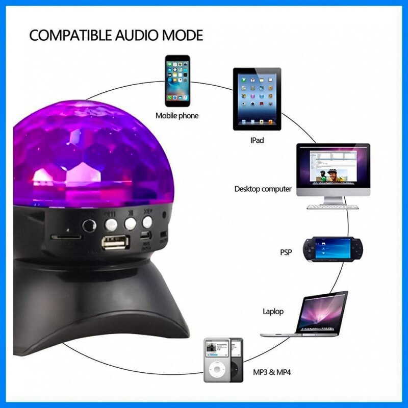 Altavoz Bluetooth L-740, Altavoz Portátil, Lámpara De Escenario, Proyector Del Techo, Lleva Radio FM, AUX, USB, Tarjeta SD