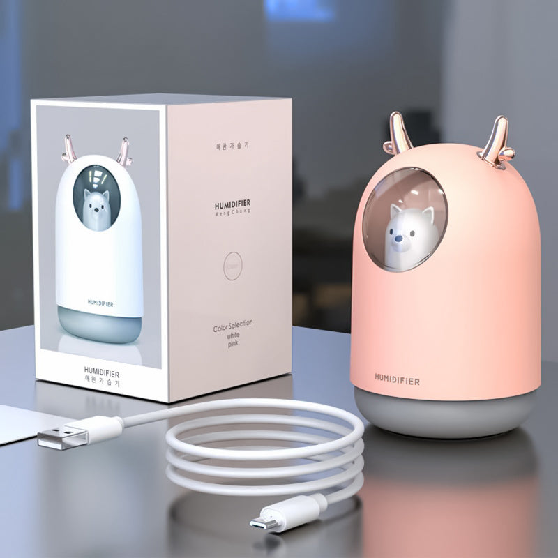 Humidificador de 300 ml, Humidificador Ultrasónico Alimentado por USB Lindo Decoración para Hogar Dormitorio Oficina Yoga