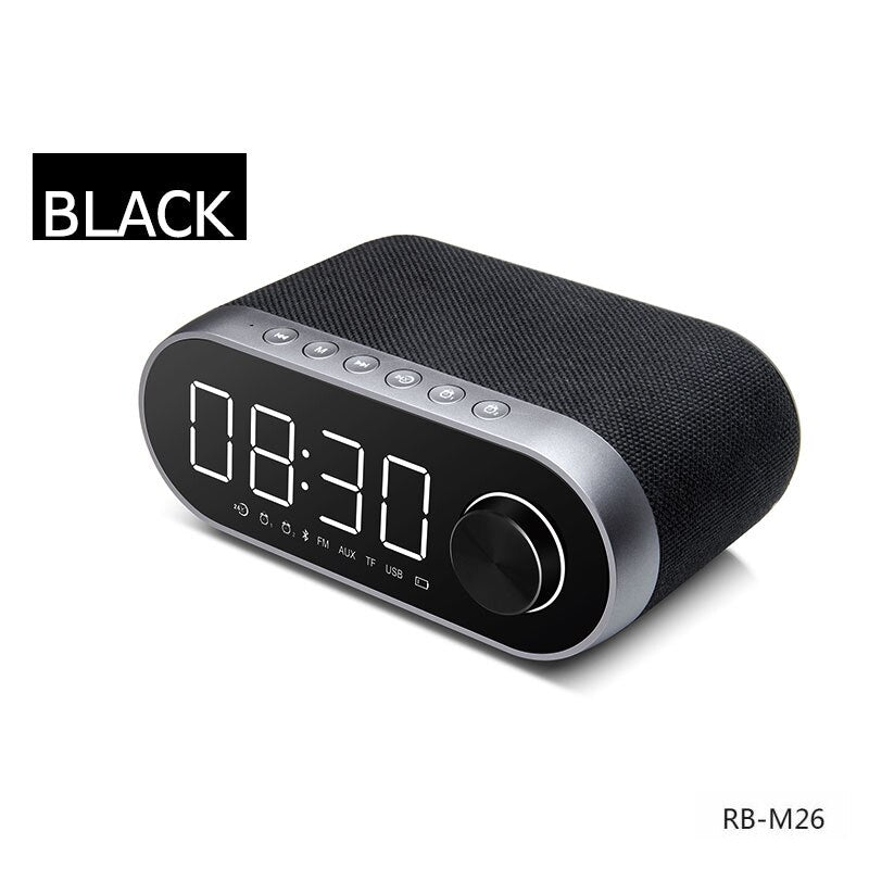 Altavoz Bluetooth RB-M26 Con Reloj Despertador y Radio FM, Altavoz Bluetooth Potente, Mano Libre, Puerto Para AUX/Tarjeta SD