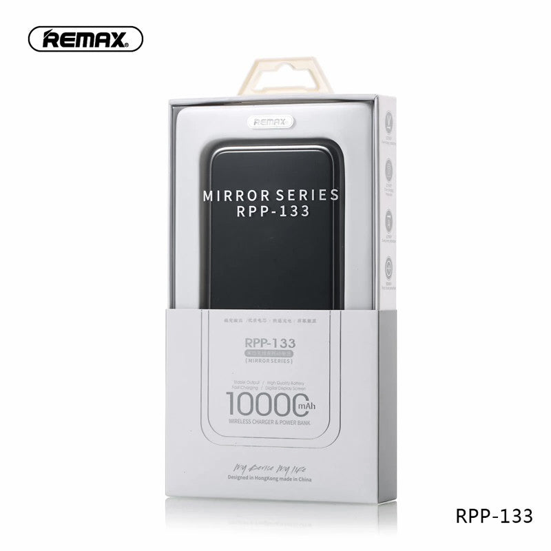 Batería Externa REMAX RPP-133 ,con Carga Inalámbrica, Cargador Portátil de 10000mAh, para iPhone, Samsung, Xiaomi, etc.