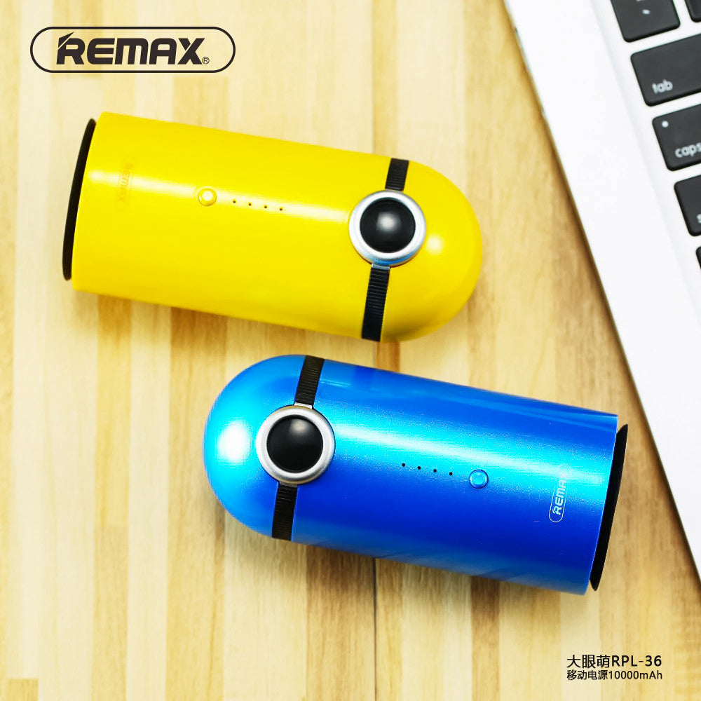 Batería Externa REMAX RPL-36 10000mAh Cargador Portátil lindo hombrecito amarillo Banco de energía con linterna LED & USB Puerto