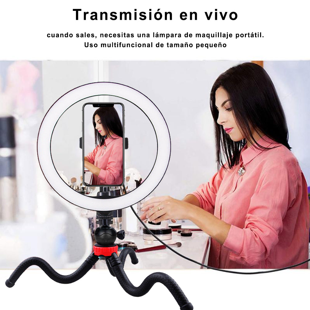 Anillo de luz de relleno 10''-26 CM con soporte de escritorio para grabación de vídeo, para Youtube, Tok Tik, fotografía y vídeo