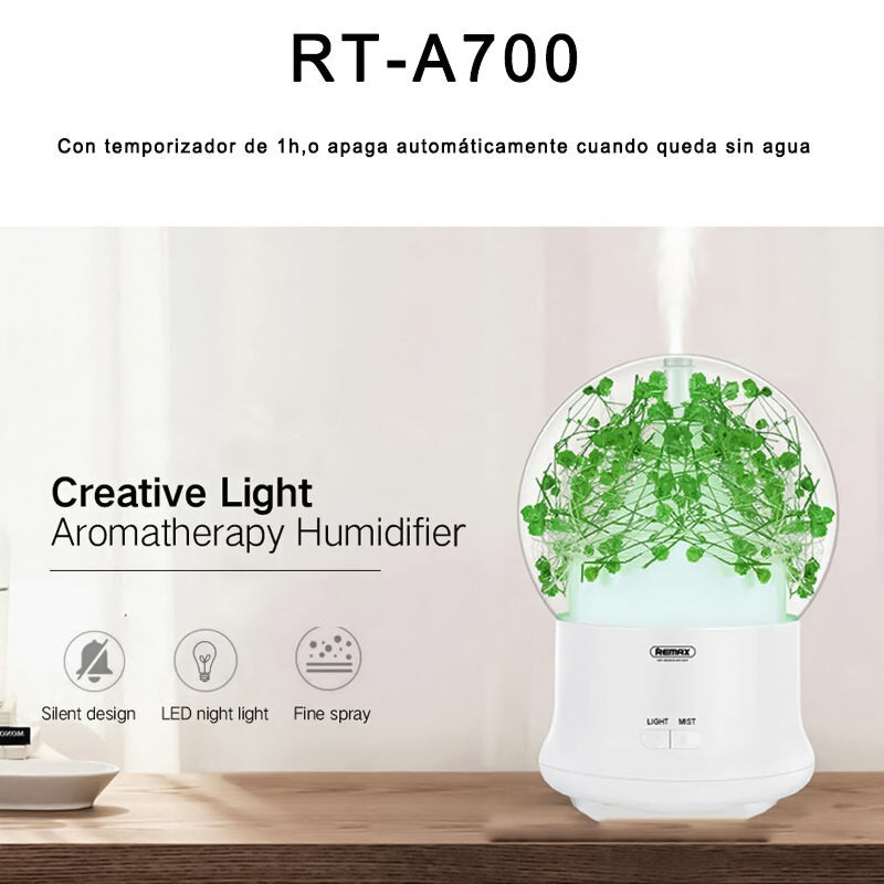 REMAX Humidificador Con Flores Preservadas,Con Luz Nocturna LED,Humidificador De Aceite Esenciales,Difusor Aromaterapia-RT-A700