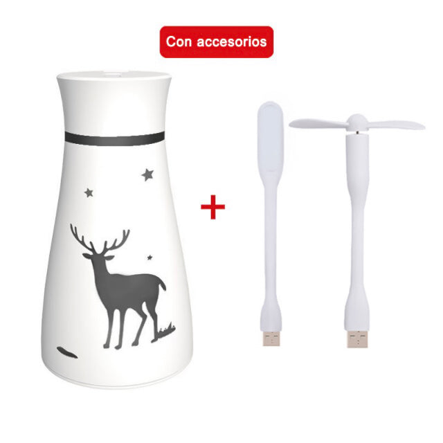 Humidificadores de aire de 200 ML, Mini difusor de Aroma de USB con mini ventilador y mini lámpara LED , humidificador con luz nocturna