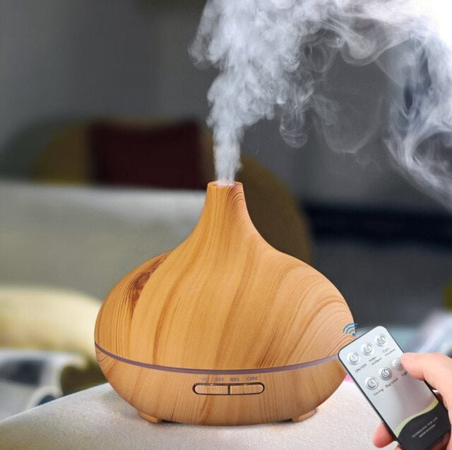 Difusor de aceite esencial de 300 ml, Humidificador para aromaterapia con control remoto, luces LED de 7 colores, para Hogar/Oficina/Yoga