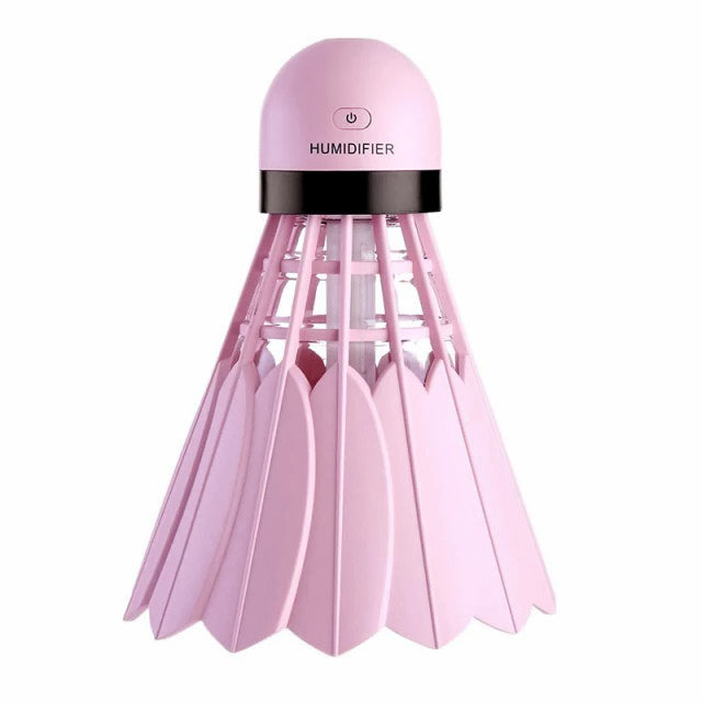 Mini humidificador de USB creativo, Con forma de Bádminton con Luz LED Nocturna, Humidificador de Aire, Adecuado para el Dormitorio/Sala de estar