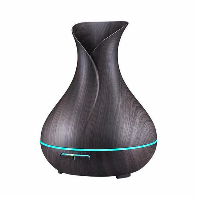 Humidificador de Aceites Esenciales de 400ml, Humidificador Aromaterapia Ultrasónico, Difusor de Aromas con 7-Colores de luz LED para Hogar/Oficina