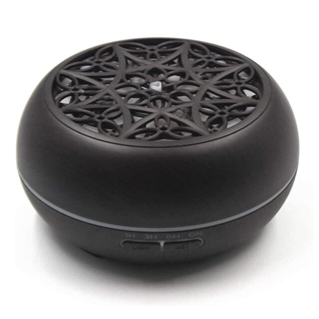 Difusor de aceite esencial de grano de madera, humidificador ultrasónico de aroma con altavoz Bluetooth incorporado