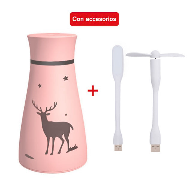 Humidificadores de aire de 200 ML, Mini difusor de Aroma de USB con mini ventilador y mini lámpara LED , humidificador con luz nocturna