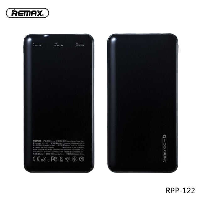 Batería Externa RPP-122 10000mAh Power Bank Cargador Portátil con Salidas USB 5V/2.1A y LED Indicadores para móvil inteligente