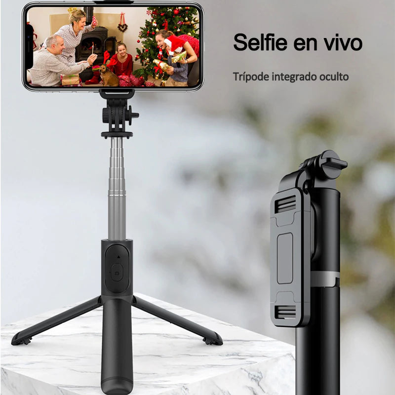 Palo Selfie Trípode Bluetooth, con mando Bluetooth, Selfie Stick Móvil Deportivo Extensible para Viaje, para Foto selfie, Grabación de Videos, Vlogs, etc. etc.