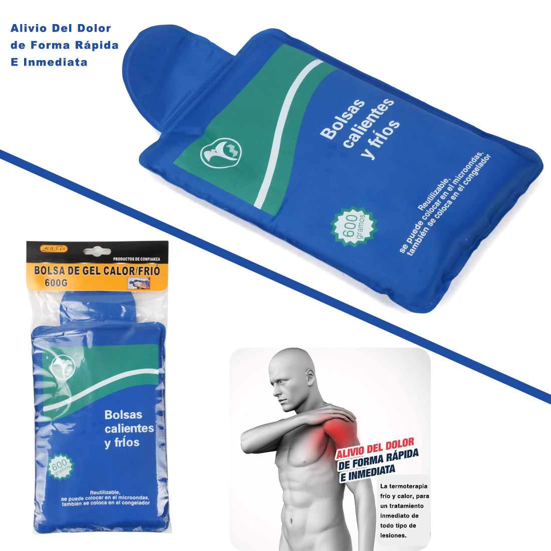 Bolsas de gel frío/calor, compresa caliente - compresa fría, Compresas de frío/calor, para lesión deportiva y tensión, dolores musculares, ciática etc.