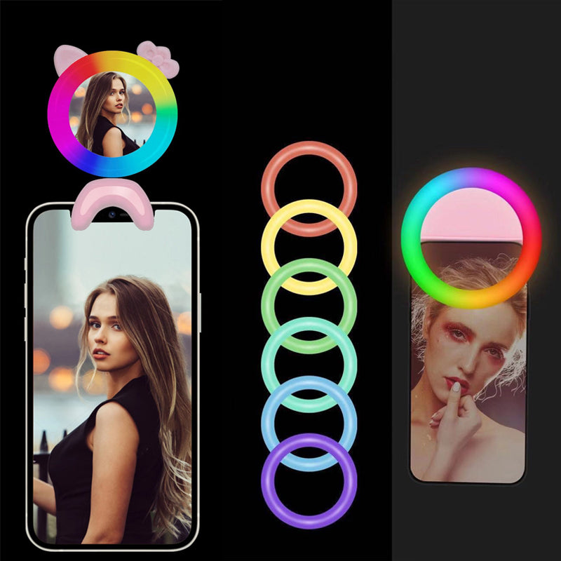 Anillo de luz RGB LED para selfie, Luz de Relleno con USB, para Teléfono Móvil Fotografiar Transmisión en Vivo Maquillaje