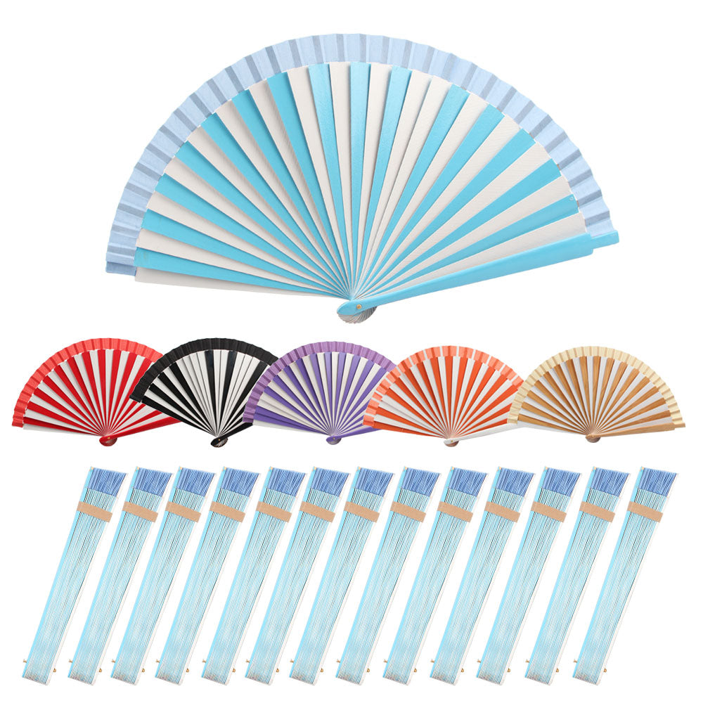 HUSL ABANICOS MADERA BICOLOR 23CM, ABANICOS PARA EVENTOS, DETALLES PARA LOS INVITADOS, REGALOS DE BODA, FIESTAS, COMUNIÓN O BAUTIZO