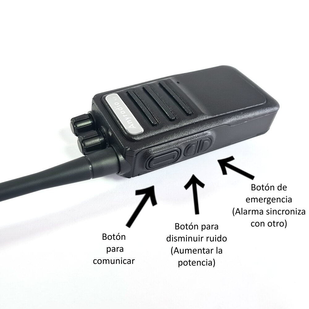 Anyradio K9 Walkie-Talkie Profesional, Radio Portátil de Dos Vías,16 Canales, Paquete de 2 Unidades,1800mAh,Recargable