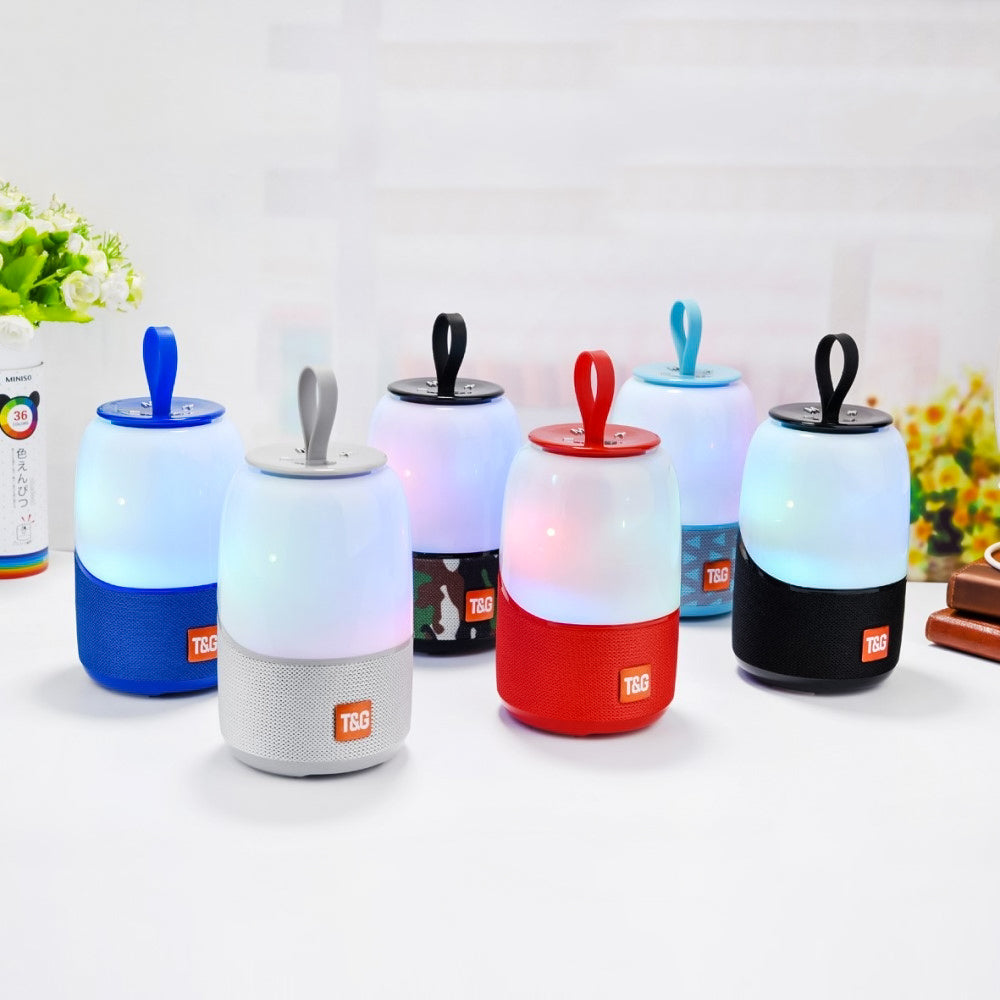 Altavoz TG608 Bluetooth V5.0, con luz nocturna LED multicolor, Altavoz inalámbrico con Graves estéreo, Radio FM tarjeta TF