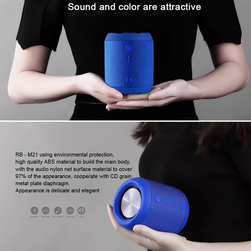 REMAX M21 Altavoz Bluetooth Potente, Altavoz Portátil, Resistente Al Agua IPX5, Mano Libre, Radio FM, AUX, Tarjeta SD