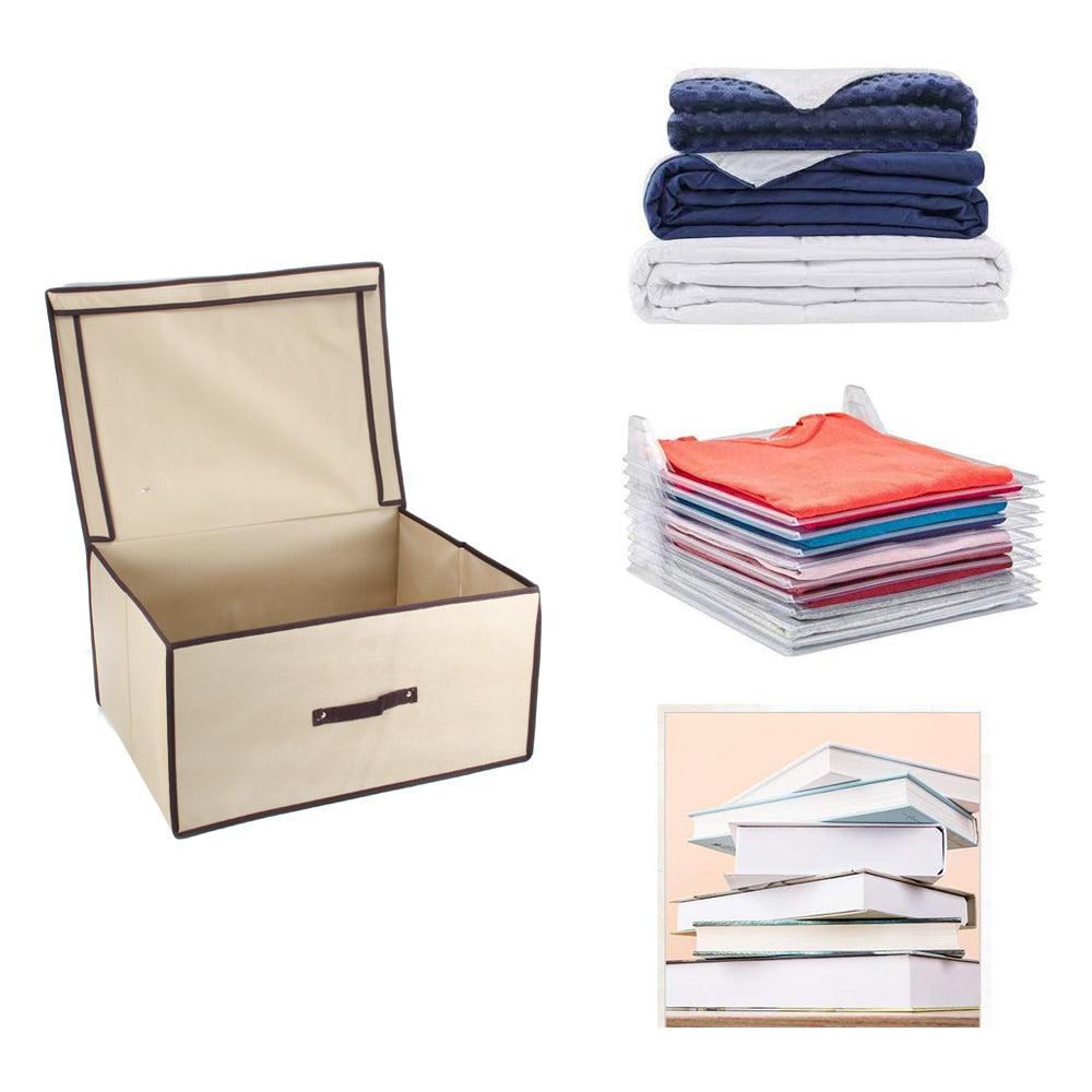 HUSL Cajas de Almacenamiento Plegables con Tapas, 2 Piezas Organizadores de Juguetes, Ropa y Libros para Dormitorios y Estanterías