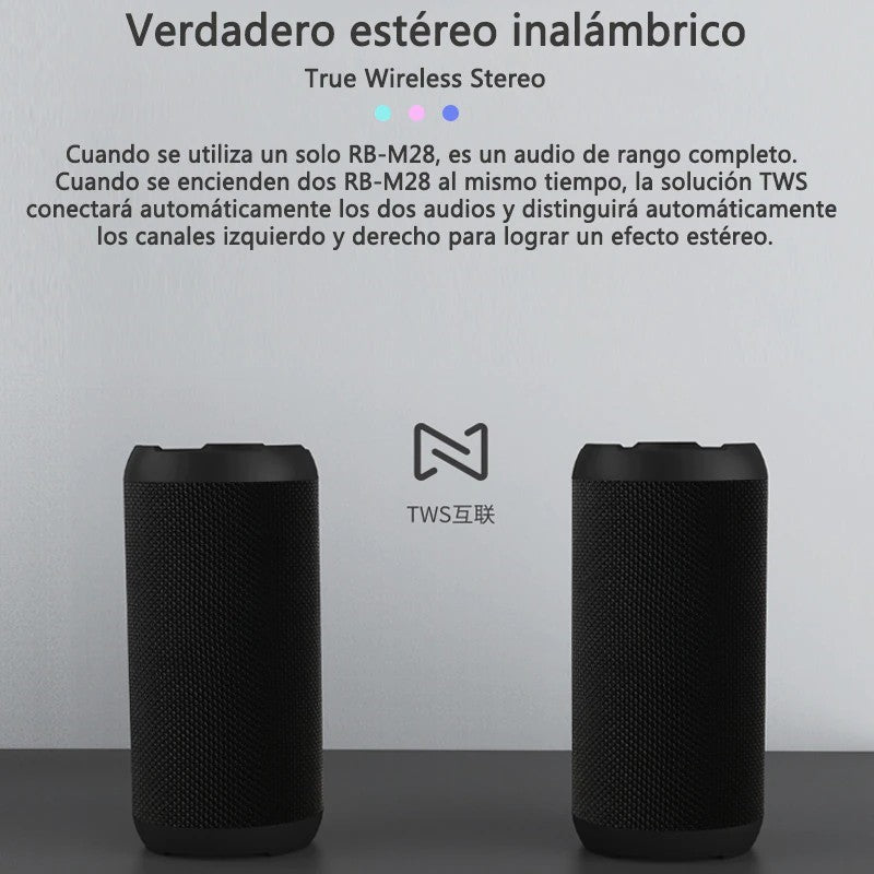 Altavoz Bluetooth de Remax RB-M28, Altavoz Inalámbrico impermeable de IPX6, Sonido estéreo HD Potentes con TWS & Micro Subwoofer