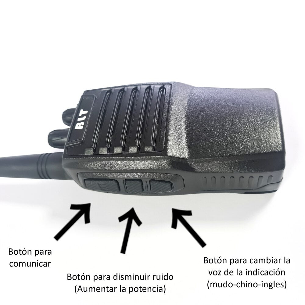 BLT N96 Walkie-Talkie Profesional, Radio Portátil de Dos Vías,16 Canales,2 unds con Base de Cargador Incluido,1800mAh
