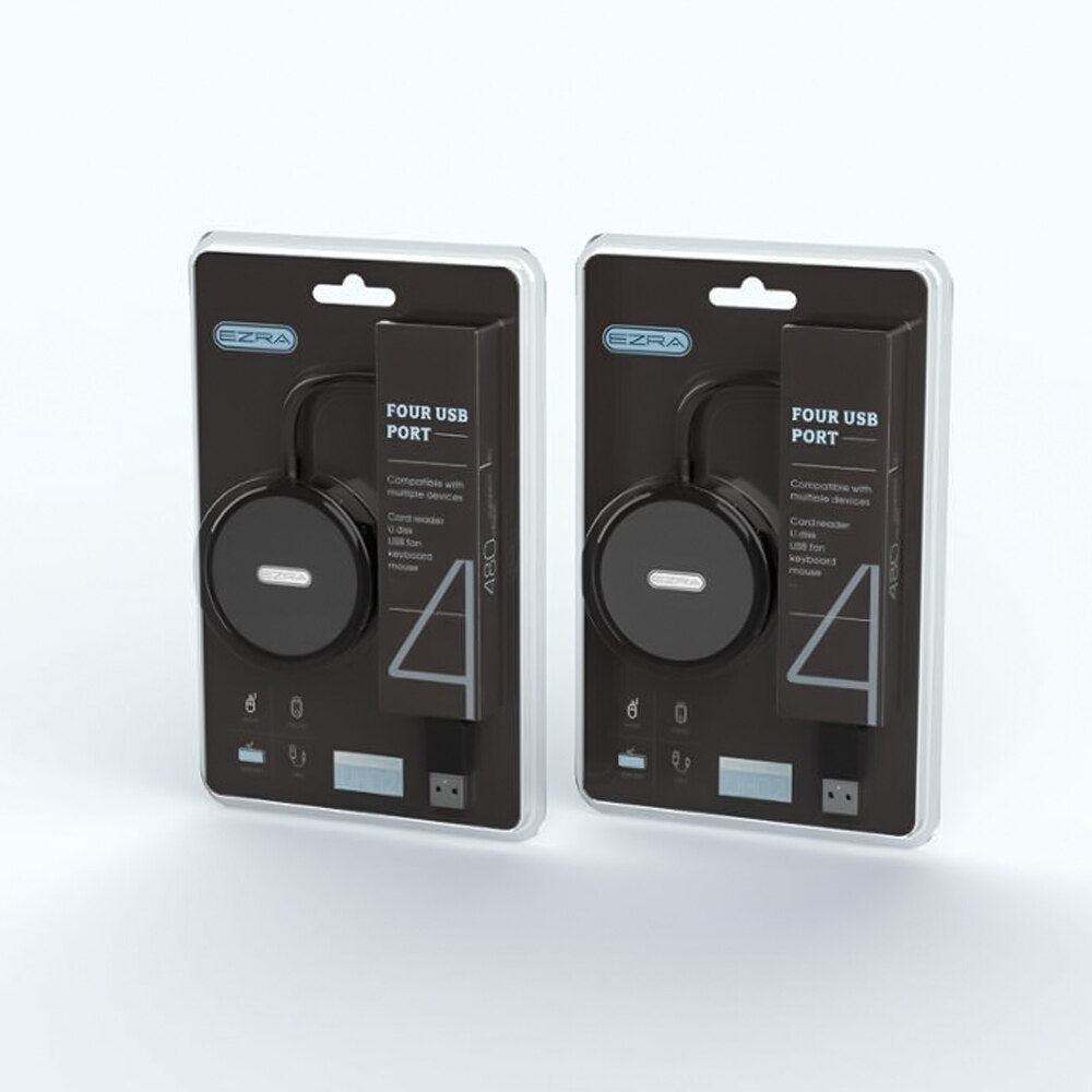 UH02 Hub USB de 4 Puertos con Espejo, Divisor USB de Alta Velocidad para Pen Drive, Ratón, Teclado, Móvil, Bajo Consumo de Energía, Hub USB 2.0