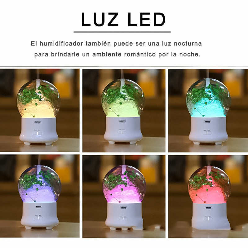 REMAX Humidificador Con Flores Preservadas,Con Luz Nocturna LED,Humidificador De Aceite Esenciales,Difusor Aromaterapia-RT-A700