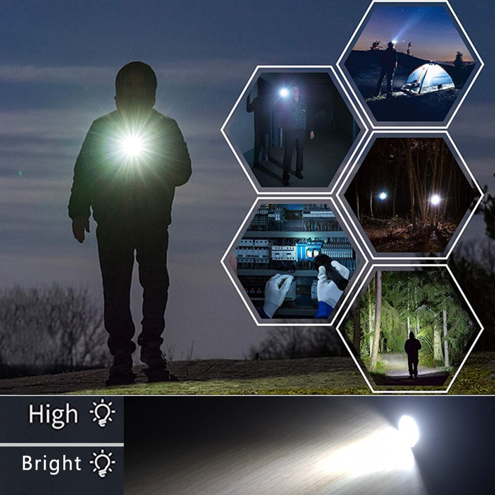 HUSL Linterna LED Alta Potencia de Táctica, Mini Antorcha de Mano con Cuerda, Luz para Ciclismo/ Montañismo/ Camping/ Senderismo/ Emergencia, Con Pilas AAA Incluidas Linterna Portátil (2 PACK)