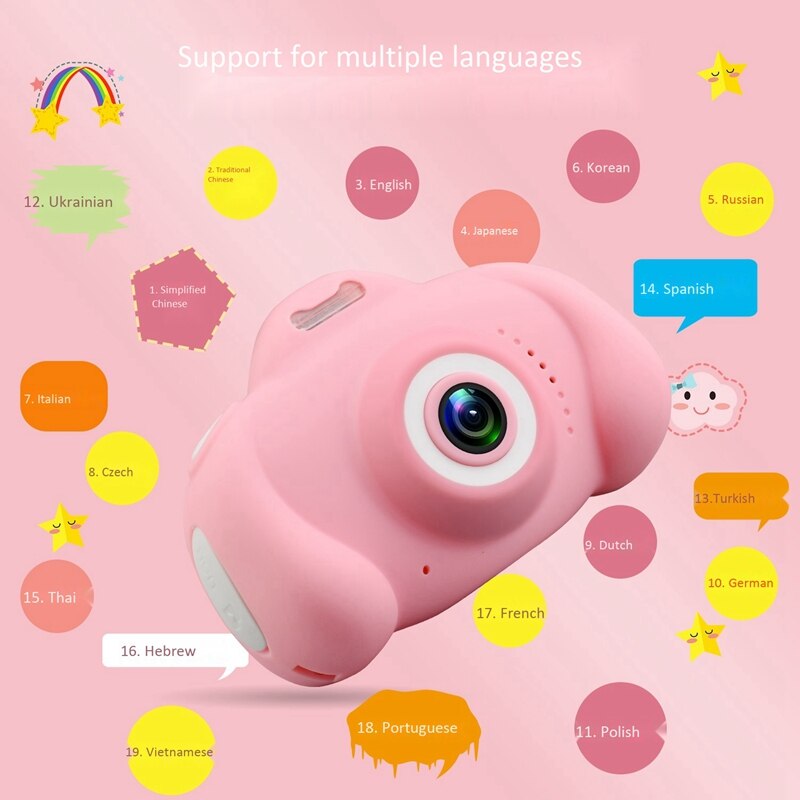 Mini Cámara Digital para Niños, Cámara con Luz LED para Tomar Foto o Grabar Videos, con Cámara Selfie, Juguete Educativo para Niños