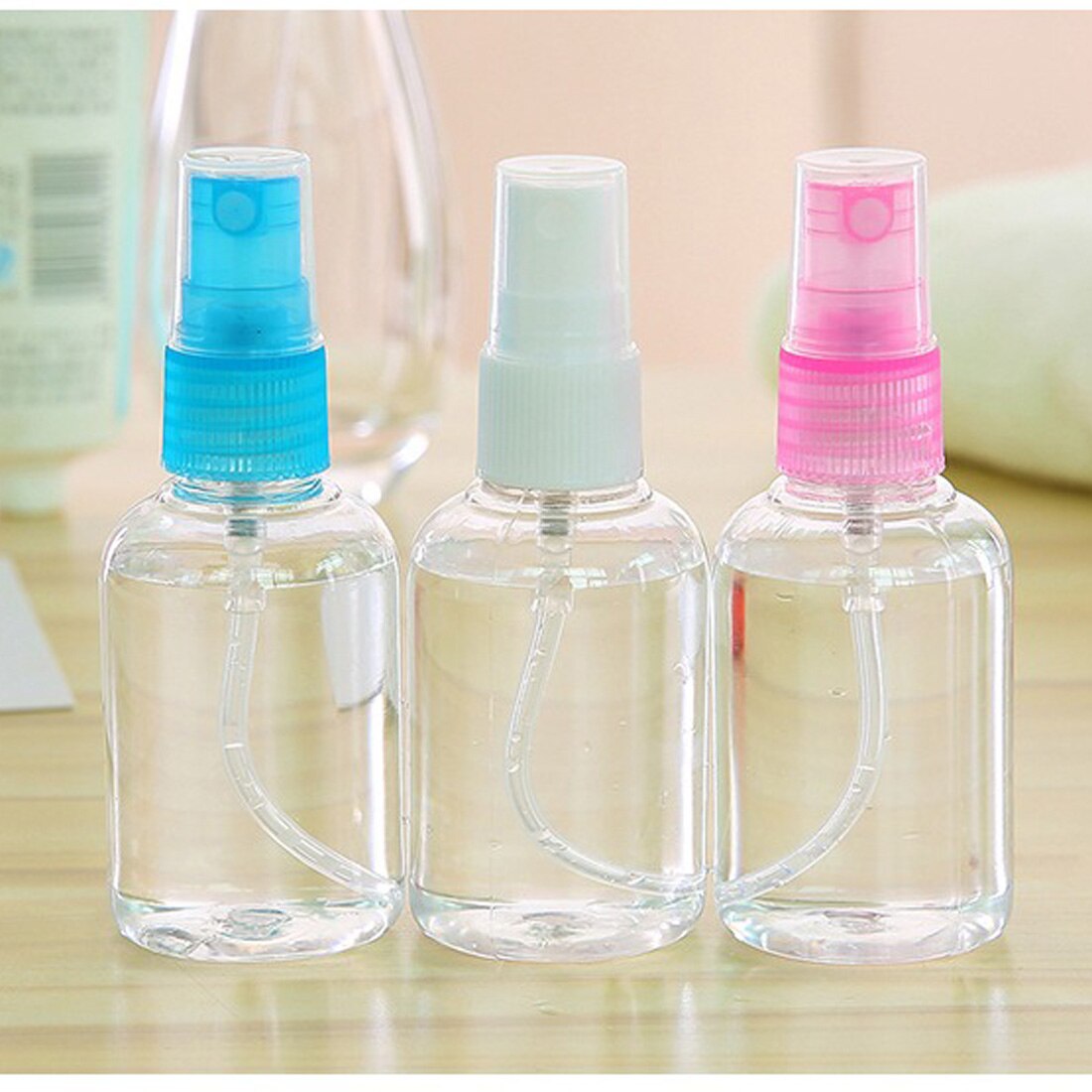 Botes Viaje Transparente Plástico Botella Vacía de Spray, Atomizador Perfume Pequeño Frasco Vacío, Frascos para Perfume con Tapa, Viajes de Negocios, Maquillaje, Limpieza