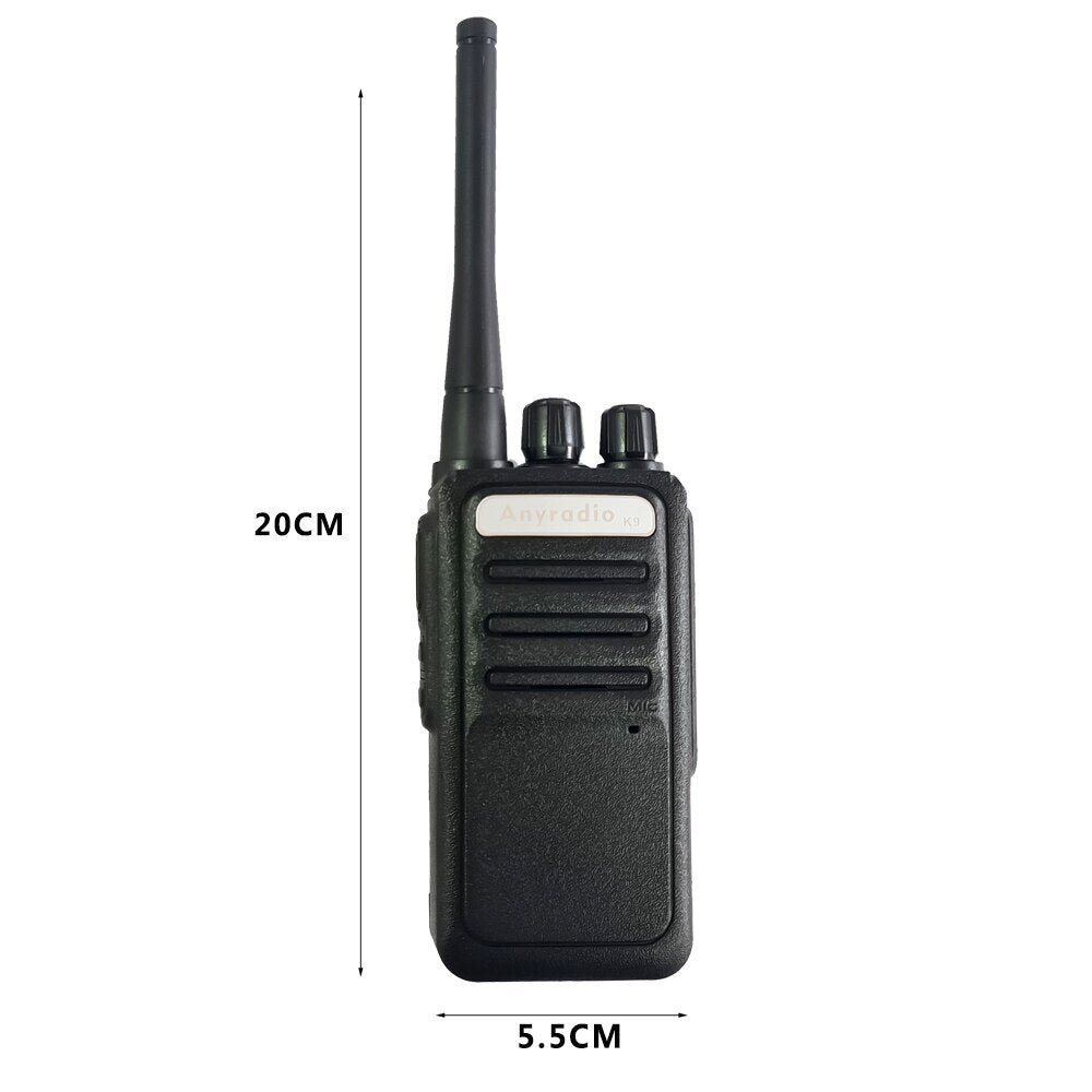 Anyradio K9 Walkie-Talkie Profesional, Radio Portátil de Dos Vías,16 Canales, Paquete de 2 Unidades,1800mAh,Recargable
