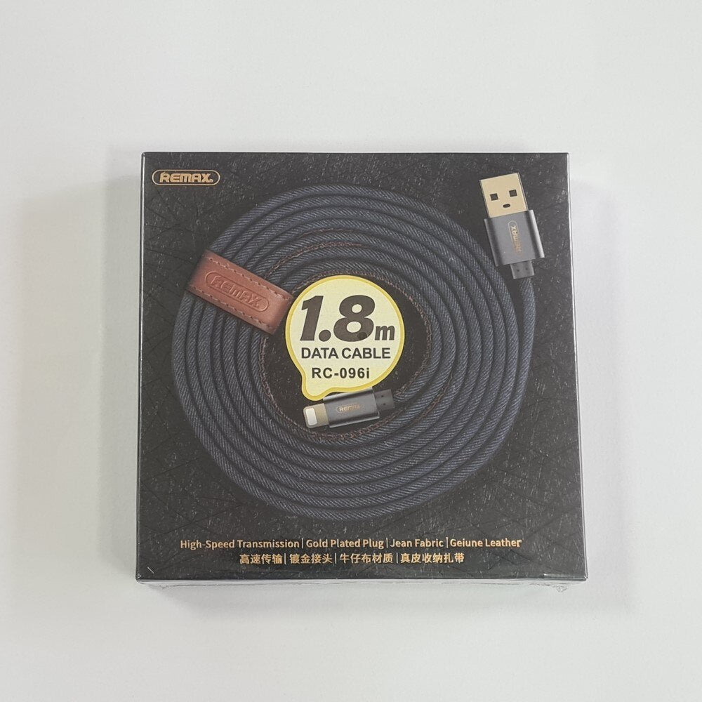 REMAX RC-096i Cable con Tela de Jean, Cable de USB a iPhone de 120cm/180cm,Cable para Cargar Móvil o Pasar Datos, 2.0A