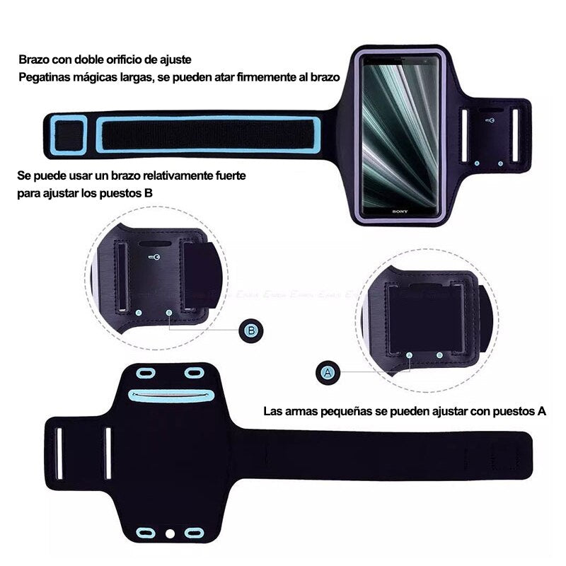 EA-57 Bolsa de Móvil para Correr, Brazalete, Funciona con Pantalla Táctil, Impermeable, Fundas Deportivas para Móviles de 4.7~6.5 Pulgadas