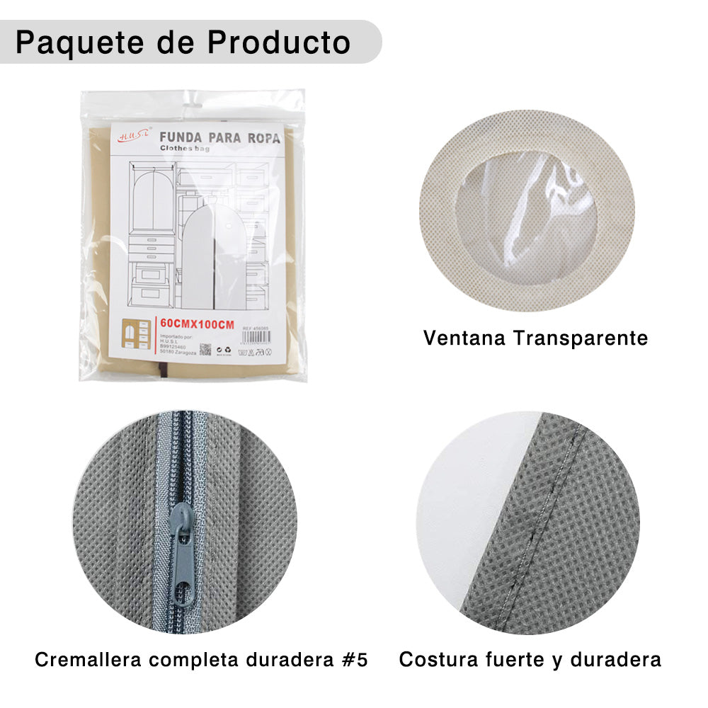 HUSL Fundas de ropa con cremallera 6 Piezas, Bolsa Protectora de Ropa transpirables, antipolvo, Lavable para Vestidos,Trajes, Abrigos