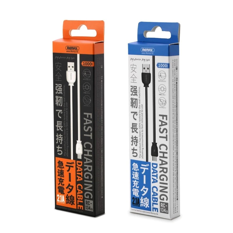 REMAX RC-134a Cable USB a Tipo-C de 2.1A,Cable para Carga de Teléfono Móvil o Pasar Datos,100cm