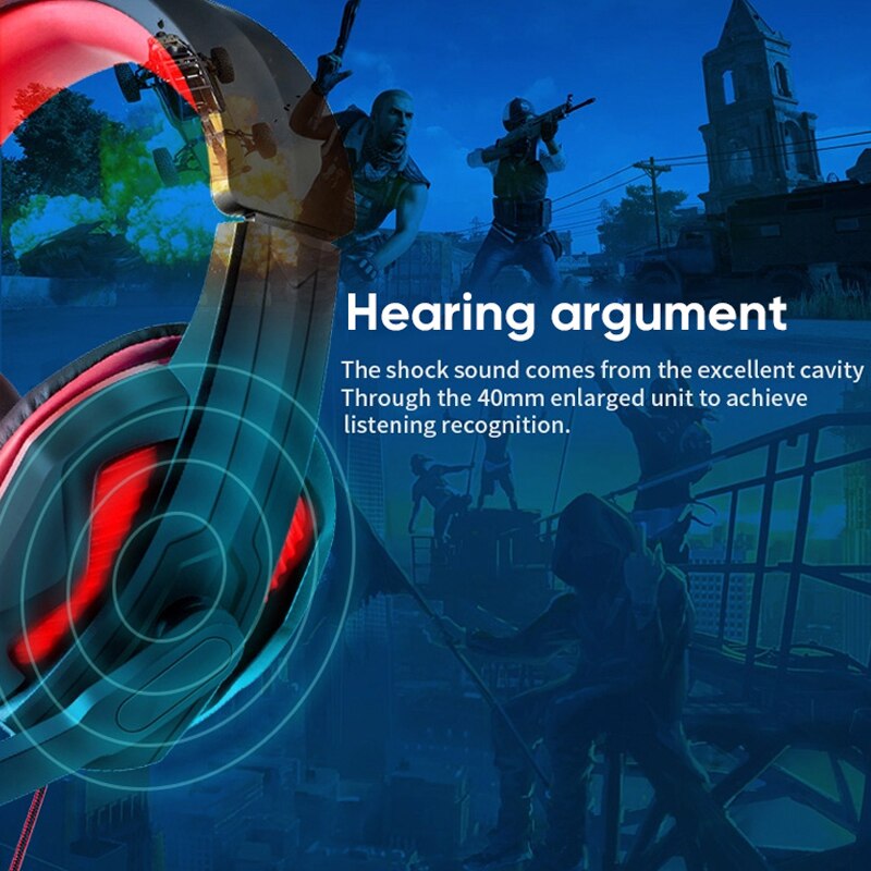 Auricular Gaming Para PC, Casco Con Luces LED, Con Micrófono, Lleva El Control Del Volumen Y El Interruptor De Silencio-802684