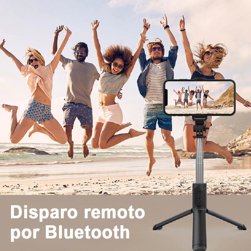 Palo Selfie Trípode Bluetooth, con mando Bluetooth, Selfie Stick Móvil Deportivo Extensible para Viaje, para Foto selfie, Grabación de Videos, Vlogs, etc. etc.