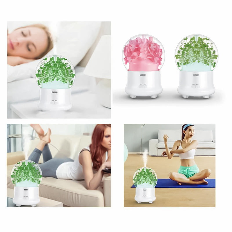 REMAX Humidificador Con Flores Preservadas,Con Luz Nocturna LED,Humidificador De Aceite Esenciales,Difusor Aromaterapia-RT-A700