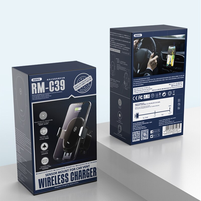 REMAX RM-C39 Soporte Automático De Móvil Con Carga Inalámbrica 10W Para Coche, Con Pinza Para La Salida Del Aire Acondicionado